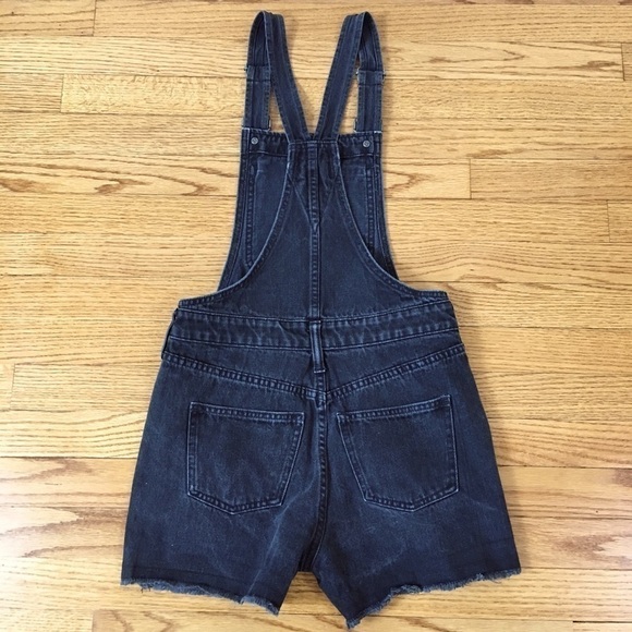 Madewell High Rise Washed Black Denim Adirondack Short Overalls - Picture 16 of 16